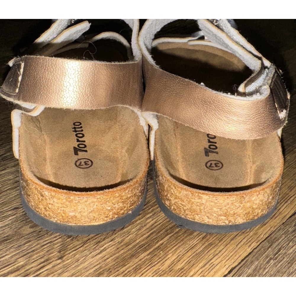 Torotto Comfort Sandals Metallic Rose Gold Sling Back Hook Loop Women's 37 - Picture 3 of 16